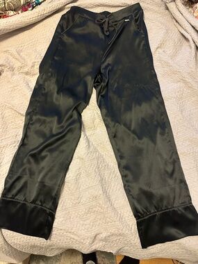 Tahari Black Satin-Look Drawstring Pants